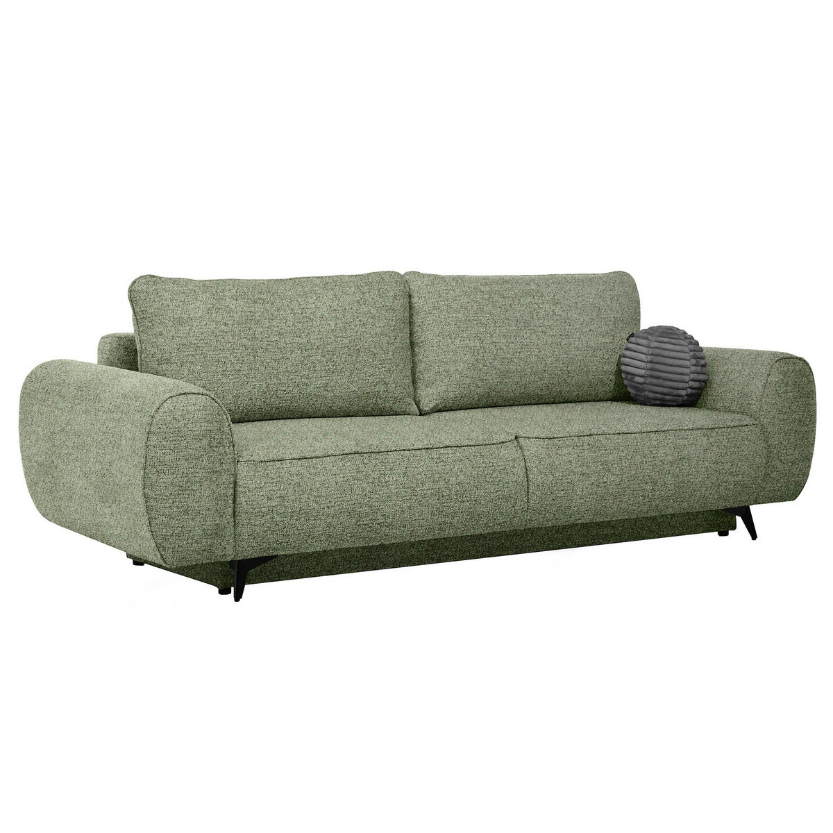 ROZKLÁDACÍ POHOVKA Vito, 3místná s úložným prostorem, systém DL, žinylková látka, zelená - černá/zelená barva, textil (256/90/99cm) - Beautysofa