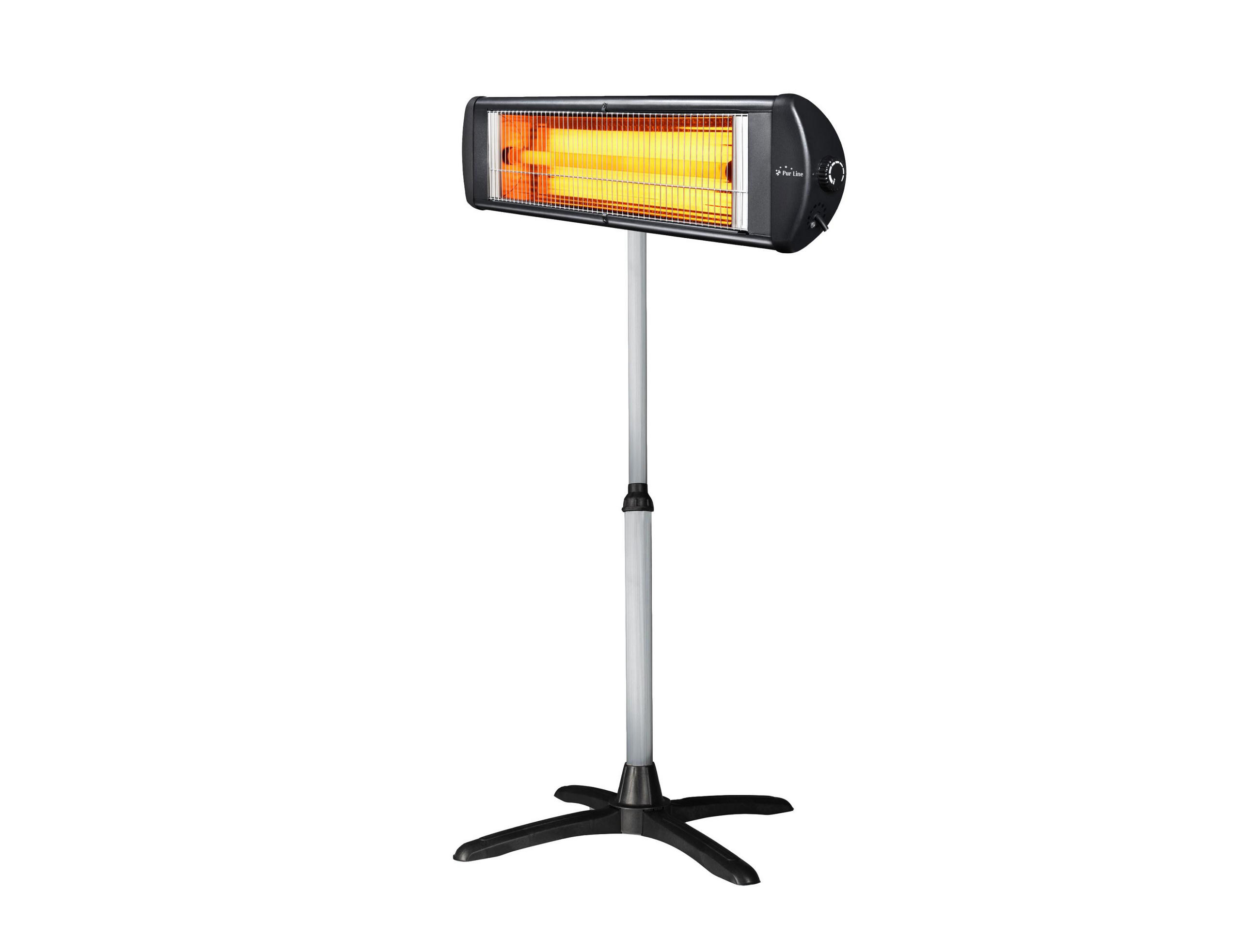 HALOGEN-HEIZUNG auf Standfuß Schwarz outdoortauglich und höhenverstellbar 2500 W - Schwarz, Kunststoff/Metall (84/130/11cm) - Purline