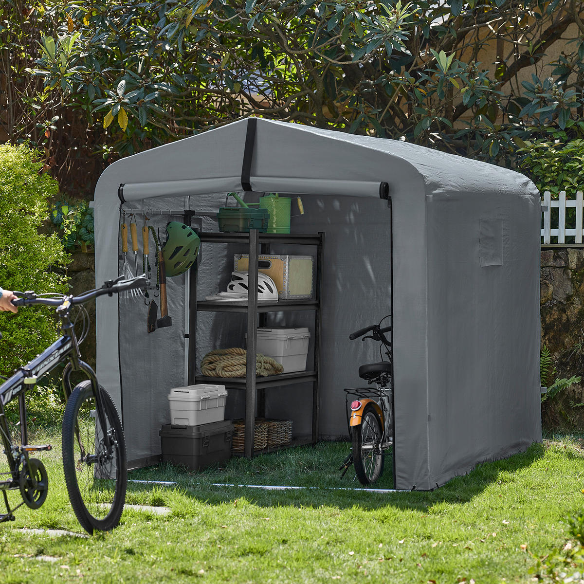 FAHRRADGARAGE Grau, 159x165x219cm - Grau, Metall (159/165/219cm) - SoBuy