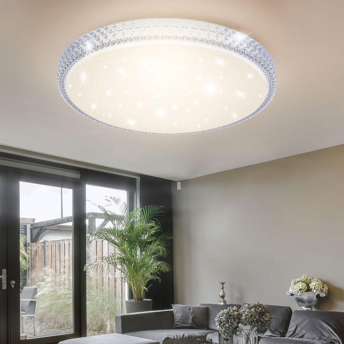 LED DECKENLEUCHTE Kristalle Weiß - Weiß, Metall (60/60/11cm)