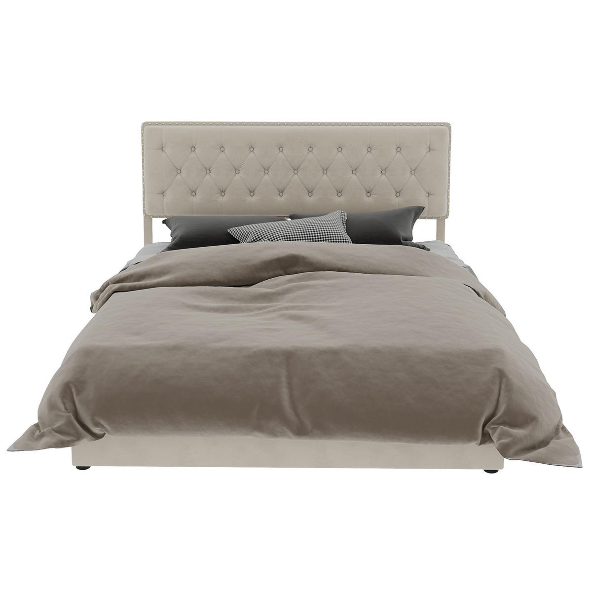 POLSTERBETT 160x200 cm Stauraum hydraulisch beige - Beige, Textil (160/200cm) - LEBENLANG