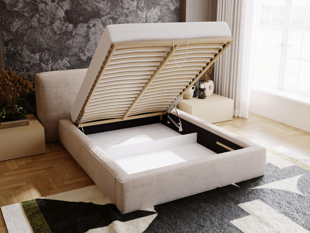 POLSTERBETT Monza 180x200 Dunkelgrau - Grau, Textil (180/200cm) - Graingold