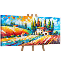 GEMÄLDE Blühende Felder auf Keilrahmen 115x50 cm - Multicolor, Holz (115/50cm) - YS-art gallery