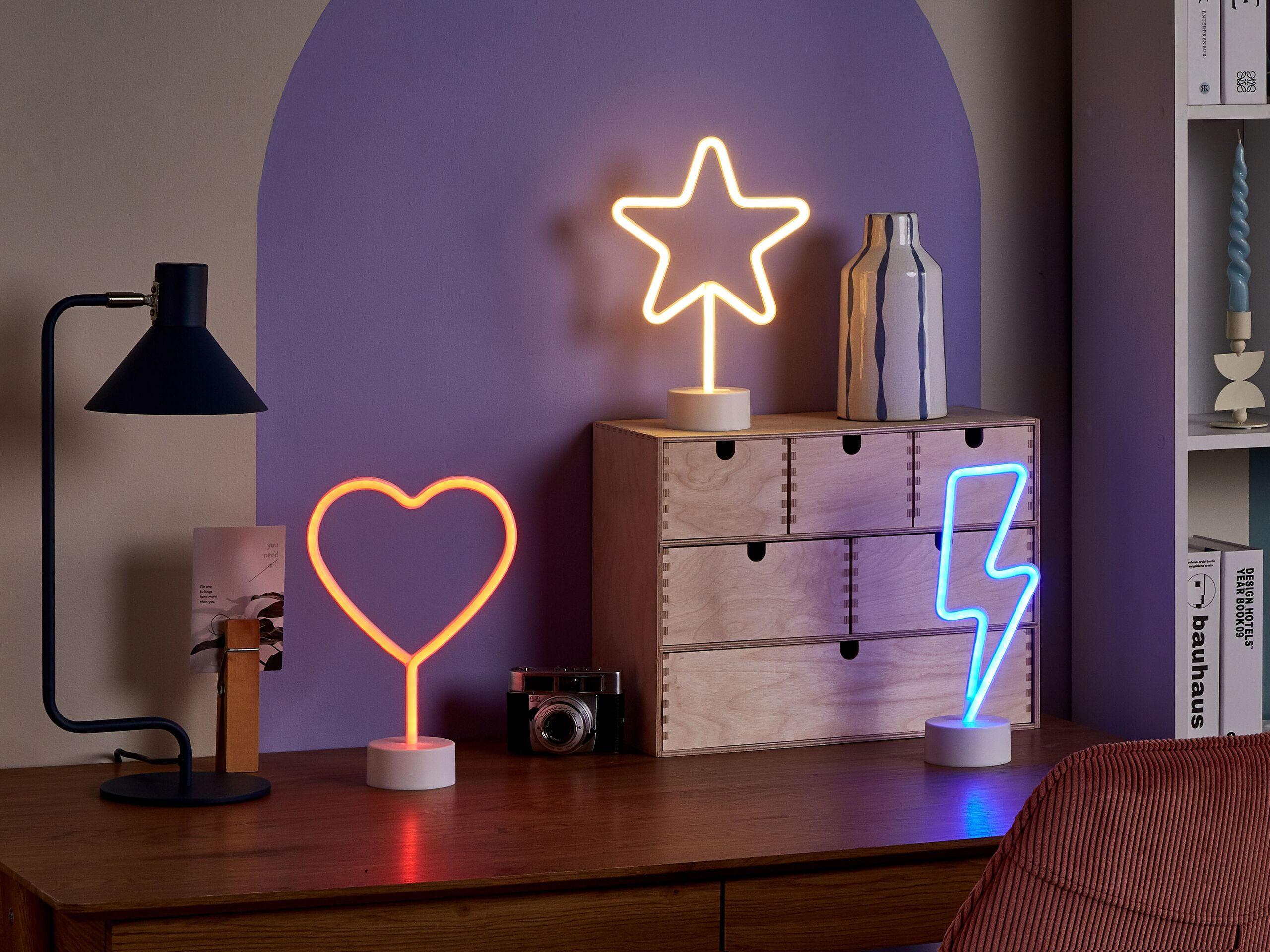 NEONLICHT 3er-Set Floretta 26-8-8/28-8-8/30-8-8 cm - Multicolor, Kunststoff (8/8/30cm) - Beliani