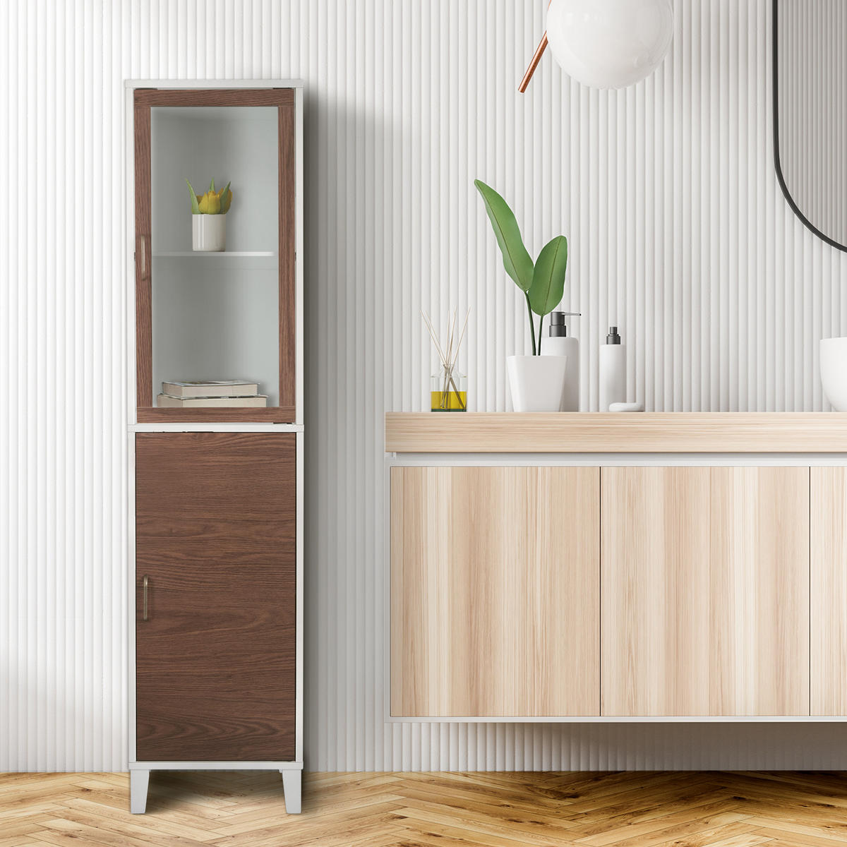 HOCHSCHRANK Weiß - Weiß, Holzwerkstoff (38.1/166.4/33cm) - Teamson Home