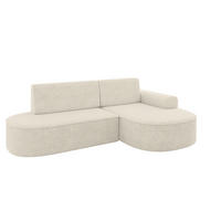 ECKSOFA mit Schlaffunktion und Bettkasten Ottomane Rechts MARI-L1-S - 283x167x85 cm Creme Tissu - Creme/Schwarz, Holzwerkstoff/Kunststoff (167/283cm) - ALTDECOR