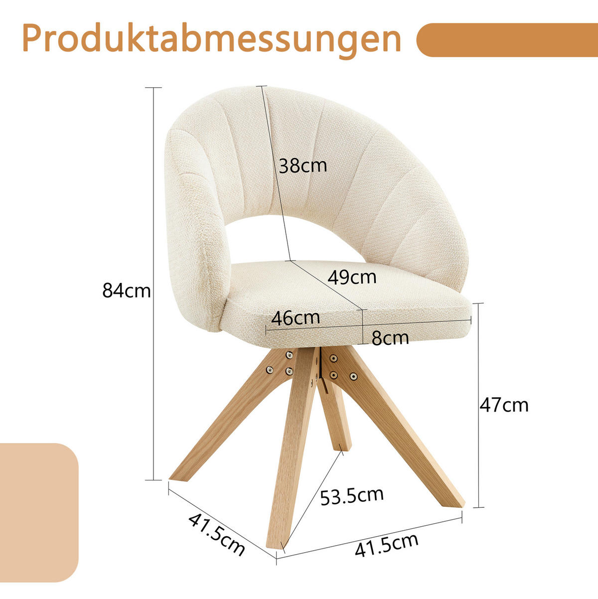 ESSZIMMERSTUHL 2er-Set drehbar Stoff Weiß Massivholz - Weiß, Holz (49/84/46cm) - Meubliv