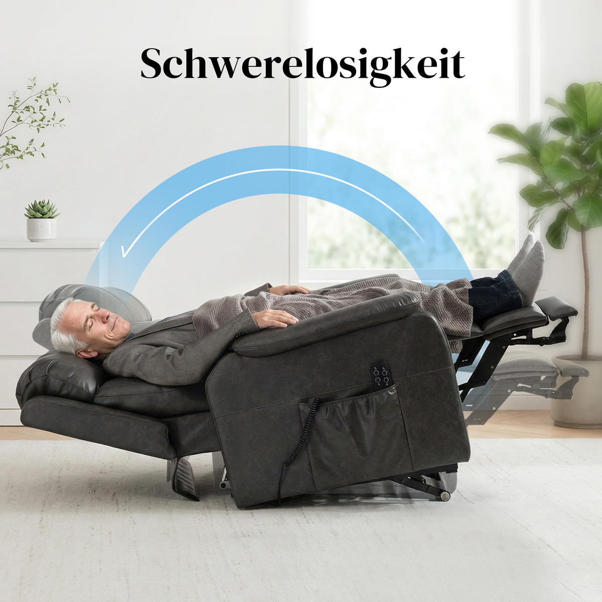 RELAXSESSEL DE-06440 elektrischer Lift, 170° Zero-Gravity, Doppelmotor Schwarz - Schwarz, Metall (87/105/96cm) - ComfortXL