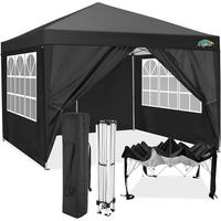 PAVILLON 3x3m Schwarz Wasserdicht mit 4 Seitenteilen - Schwarz, Textil (300/205/300cm)