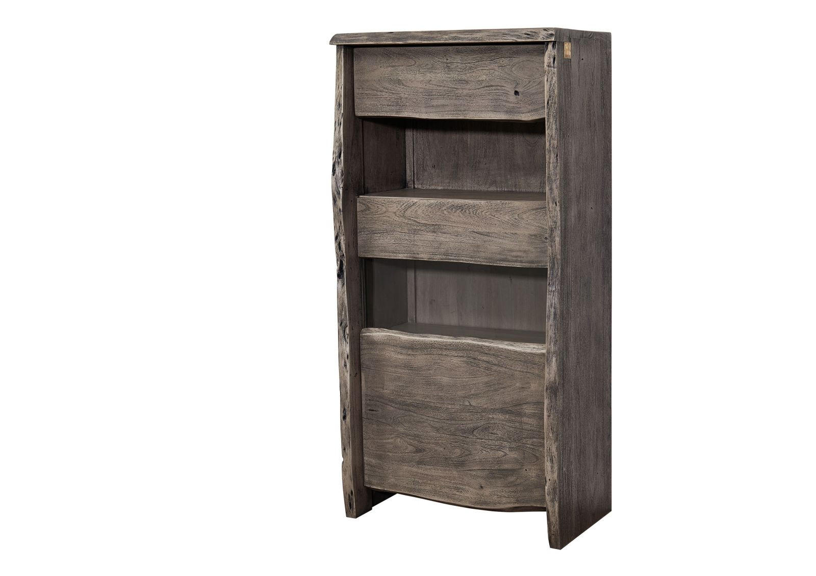 VITRINE Akazie 71x45x147 grau lackiert PURE ACACIA #405 - Grau, Holz (71/147/45cm) - Massivmoebel24