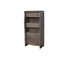 VITRINE Akazie 71x45x147 grau lackiert PURE ACACIA #405 - Grau, Holz (71/147/45cm) - Massivmoebel24