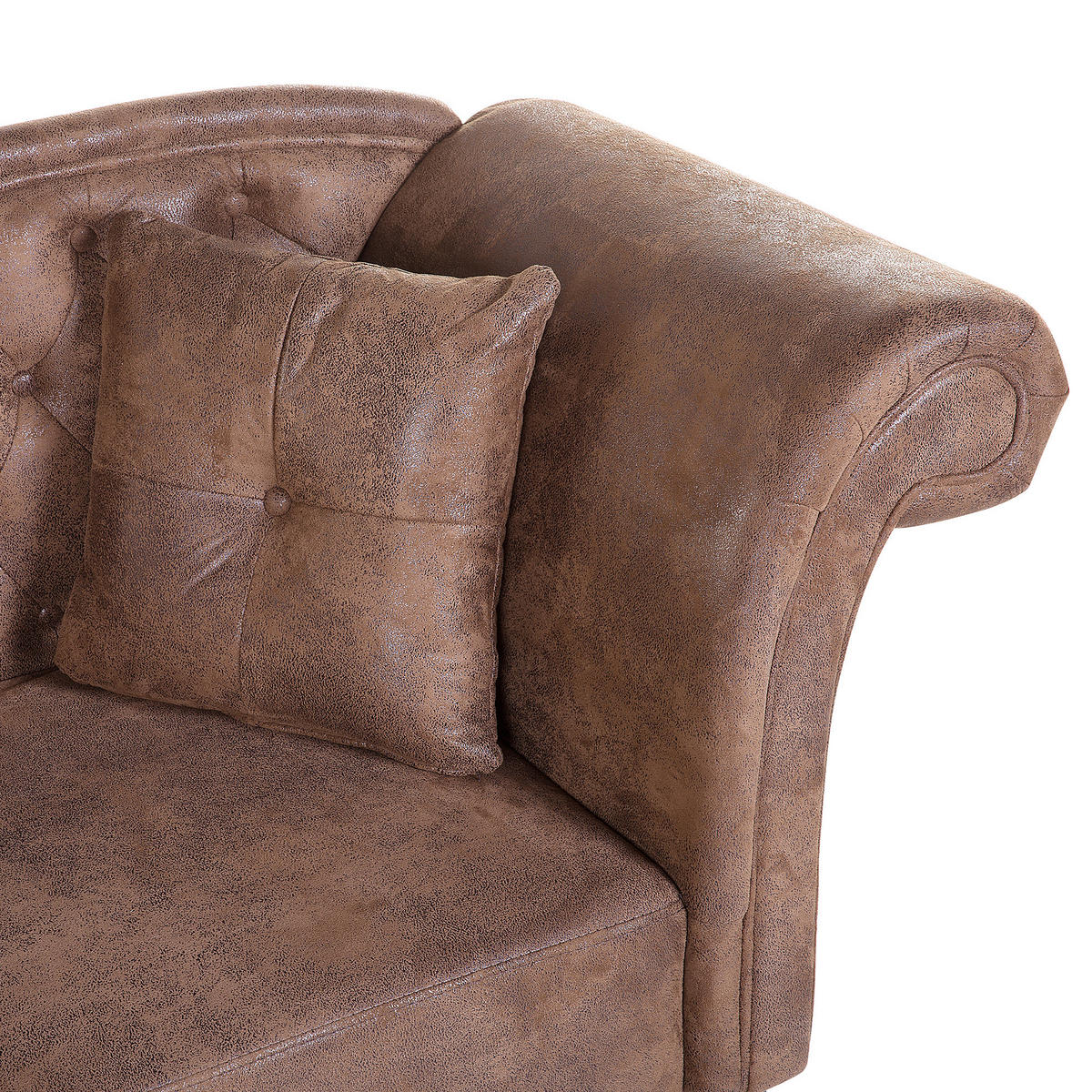 CHAISELONGUE Kunstleder hellbraun rechtsseitig Lattes - Braun, Kunststoff/Textil (188/87/59cm) - Beliani