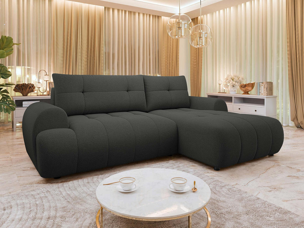 ECKSOFA Fiorano, Seite: Rechts - Anthrazit/Schwarz, Holz/Kunststoff (265/177cm) - MIRJAN24