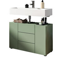 WASCHBECKENUNTERSCHRANK grün, Badezimmer Unterschrank 82 x 56 cm - Schwarz/Grün, Holzwerkstoff/Kunststoff (38/56/34cm) - Inn.Furn