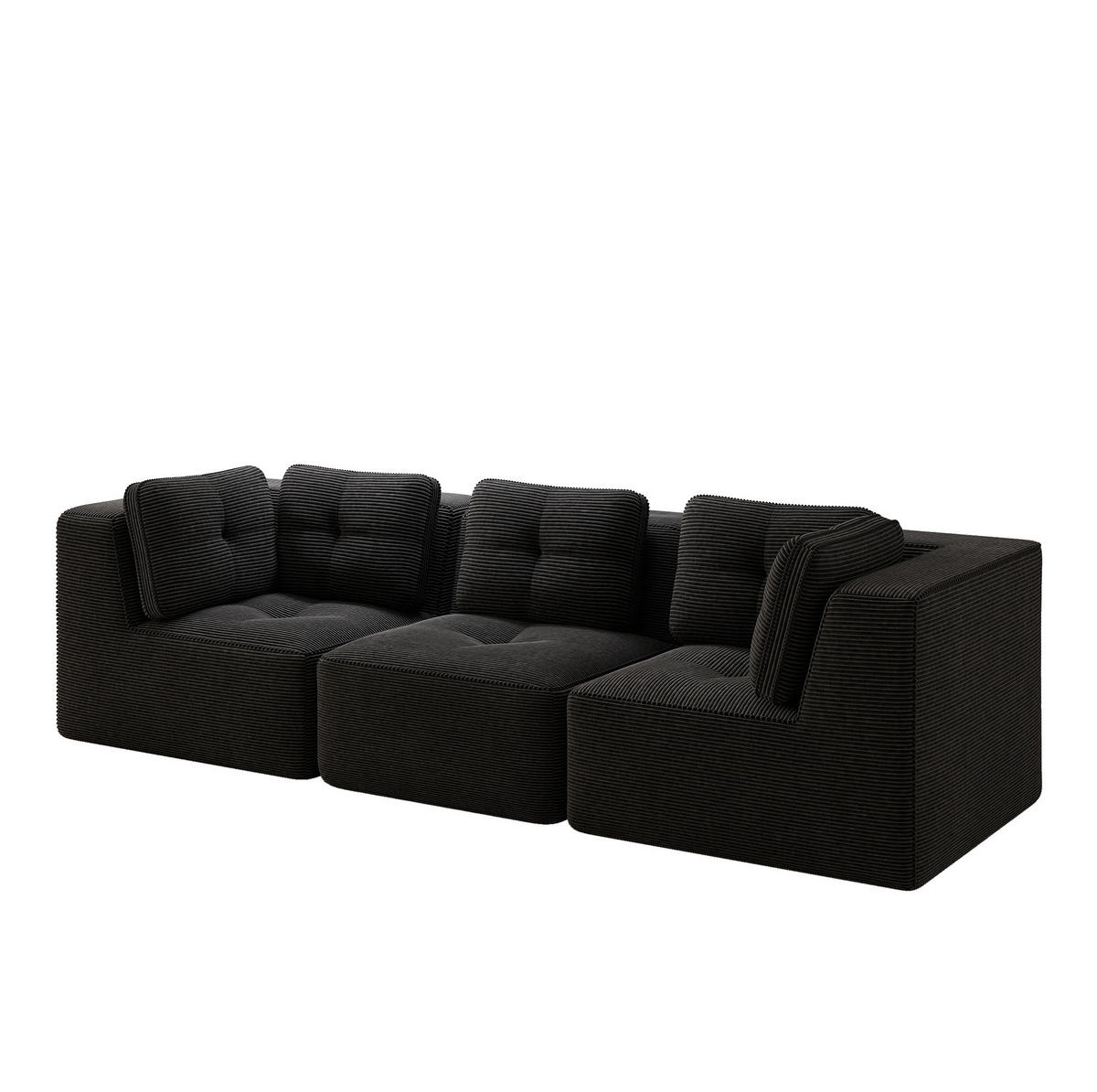 ECKSOFA 297/104/69 cm schwarz aus Cord mit modularem Design und ohne Montage - Schwarz, Textil (104/297cm) - OKWISH