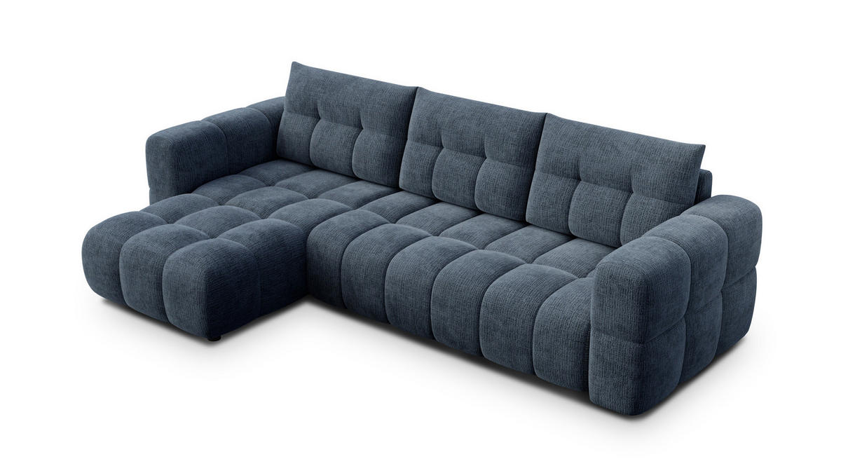 ECKSOFA CLOUDI 4-Sitzer links, marineblau - Blau/Schwarz, Holz/Textil (294/160cm) - Courtois Laville