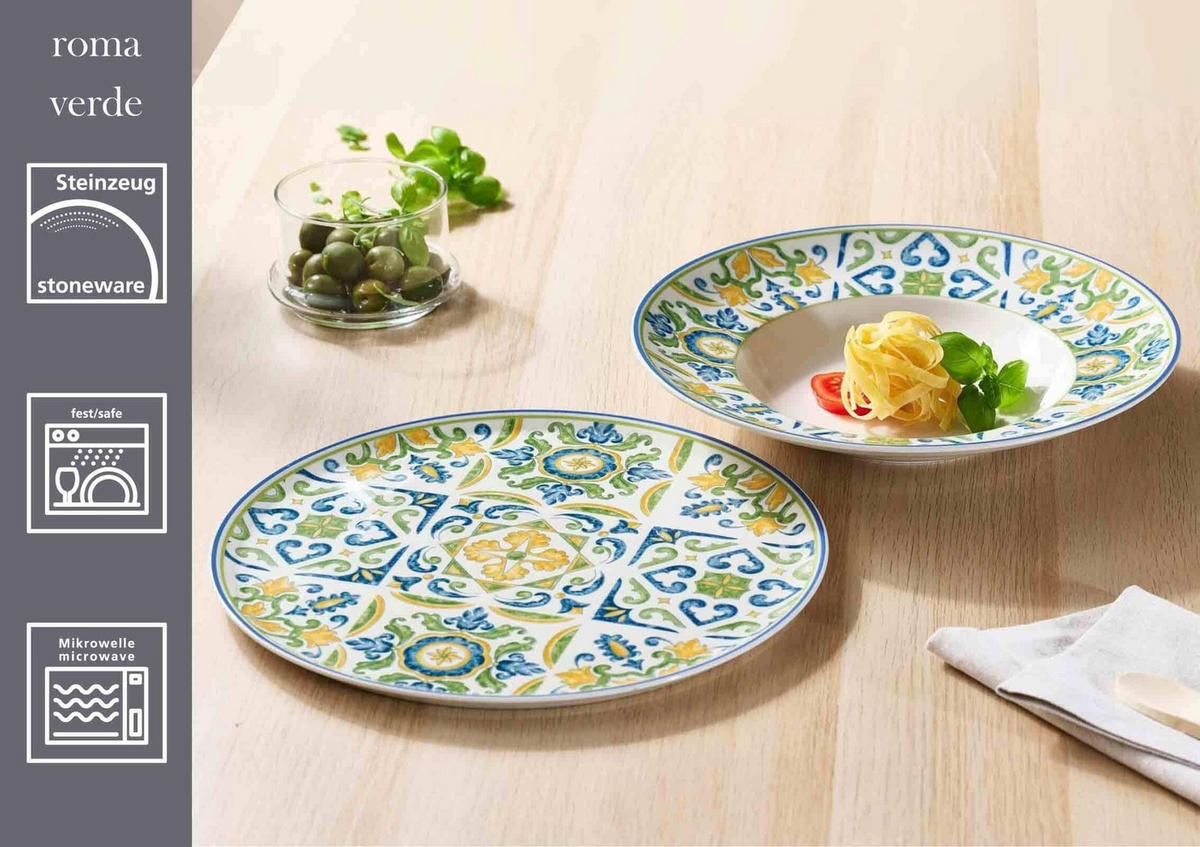 PIZZA & PASTA SET Roma Verde grün 8er Set - Grün, Keramik (1/1/1cm) - Ritzenhoff Breker