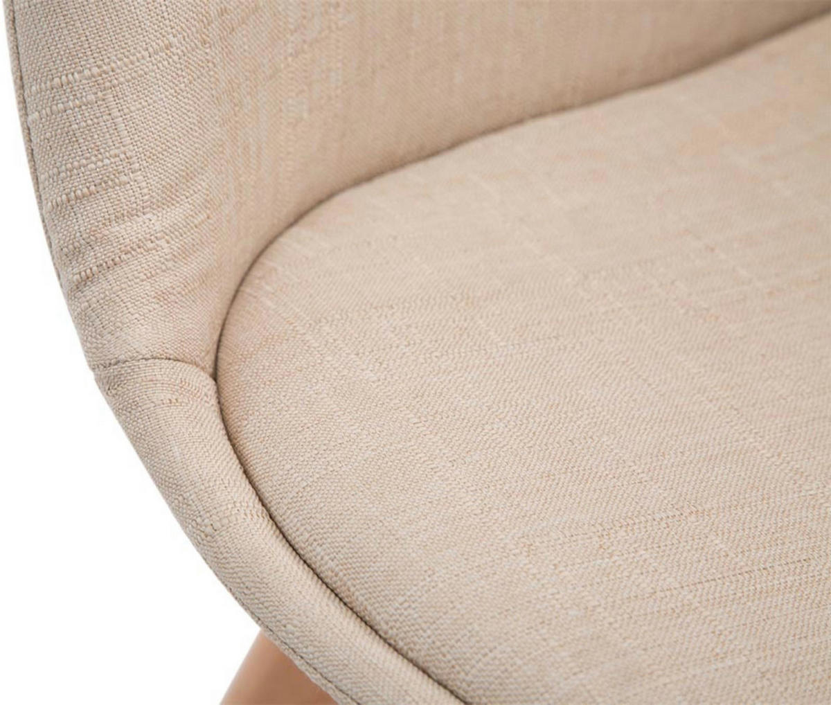 STUHL 4er Set Stoff creme - Eukalyptusholzfarben/Creme, Holz/Textil (48/84/55cm) - CLP