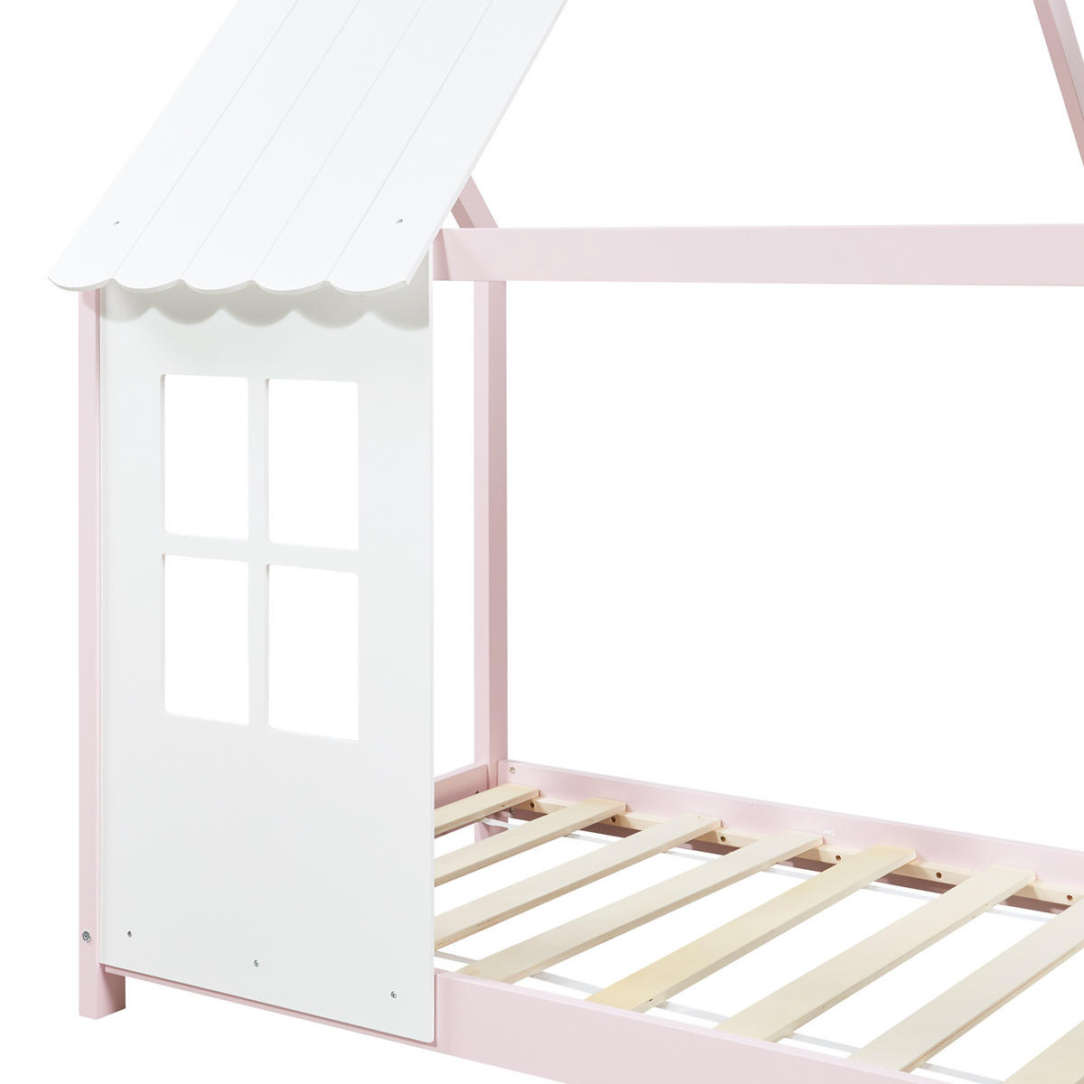 HAUSBETT Tostedt - Hellrosa/Weiß, Holz (90/200cm) - [en.casa]