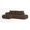 ECKSOFA FLUMA L-S Braun Boucle-Stoff mit Schlaffunktion - Braun, Holz (274/165cm) - MASSENO