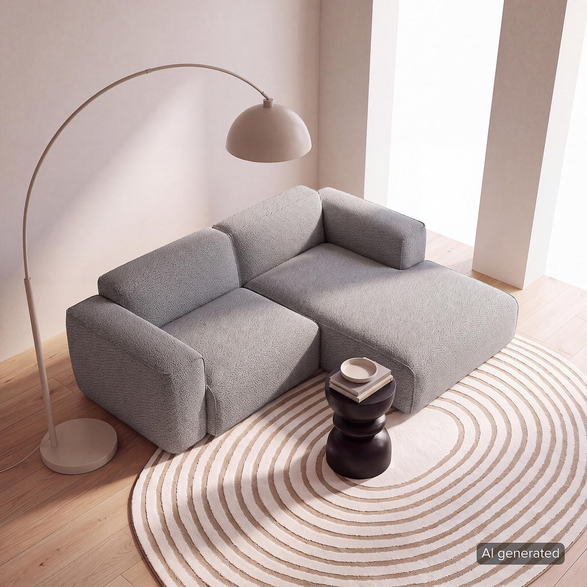 ECKSOFA mit XL-Longchair - Schwarz/Grau, Kunststoff/Textil (260/171cm) - home24