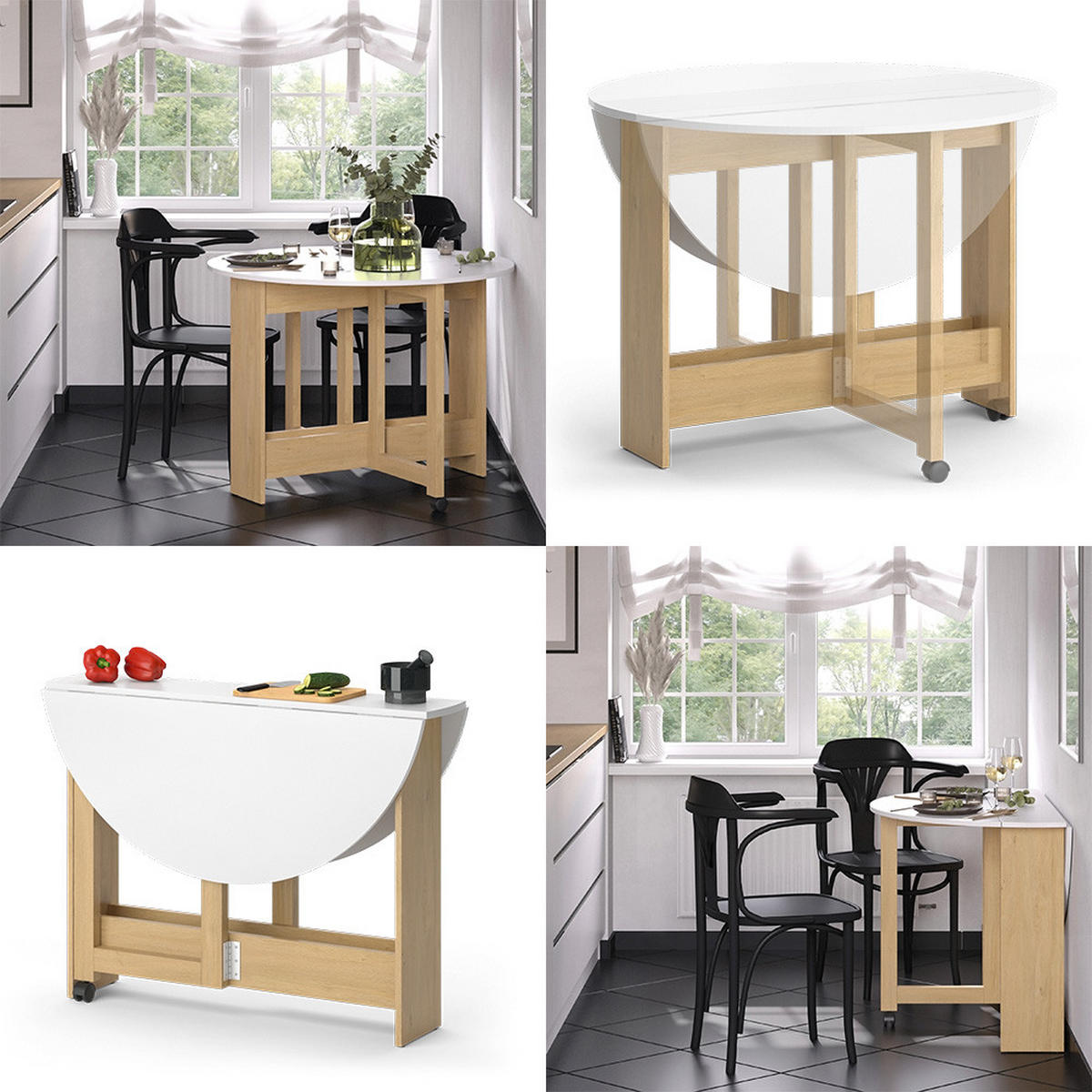 JÍDELNÍ STŮL Rondo Zlatá síla dub/bílá - bílá/medově dubová, kompozitní dřevo (100/100/73cm) - Vicco