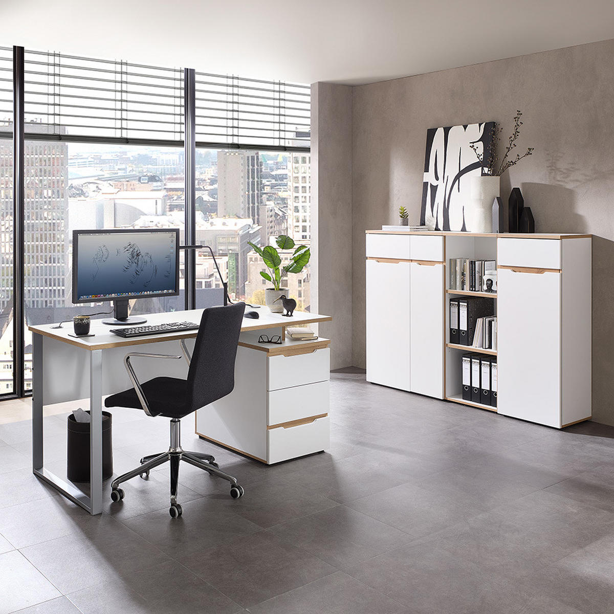 AKTENREGAL Manresa-36 - Weiß, Holzwerkstoff (45/122/38cm) - Lomado