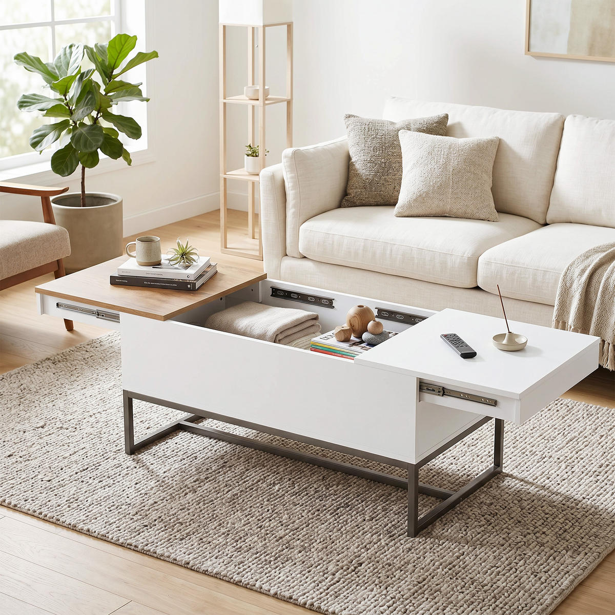 COUCHTISCH PANG-V7R3K9 Weiß - Weiß, Metall (100/50/45cm) - PANGIVO