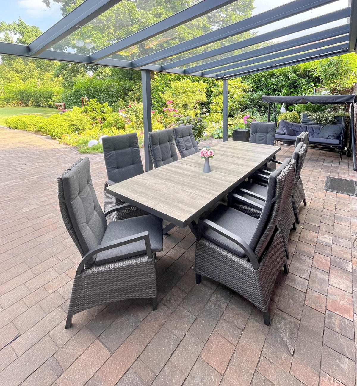 GARTENTISCH Inger Terrassentisch - Dunkelgrau, Metall (202/100/75cm) - DELUKE