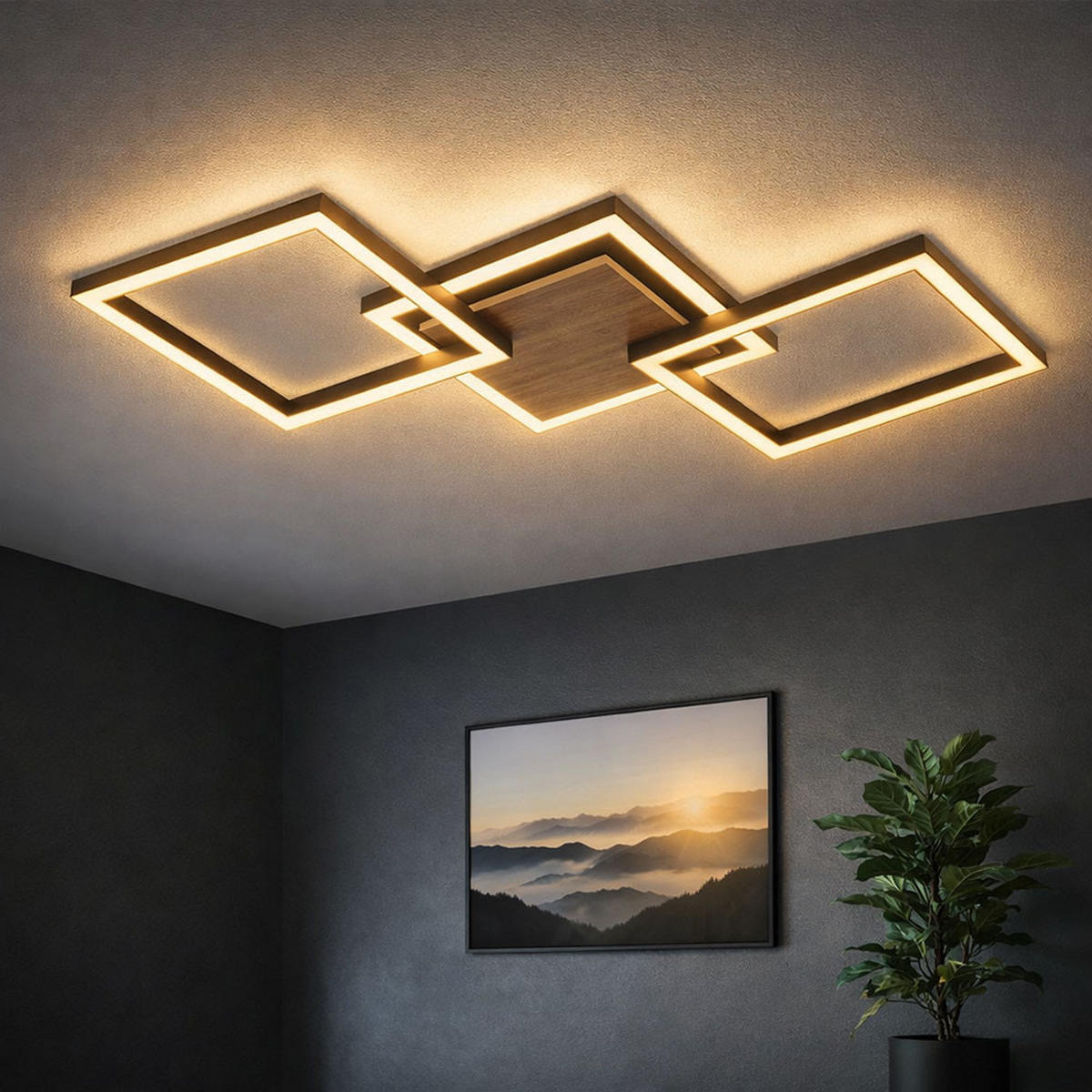 LED DECKENLEUCHTE Kaden Schwarz Matt - Schwarz, Kunststoff (63/27.5/5.7cm) - Globo Lighting