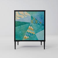 SIDEBOARD SPECTRUM SPLENDOR, Schwarz, 57,5x42x72,5 cm, Schwarze Metallfüße - Multicolor/Schwarz, Holzwerkstoff/Metall (57.5/72.5/42cm) - SpaceRebels