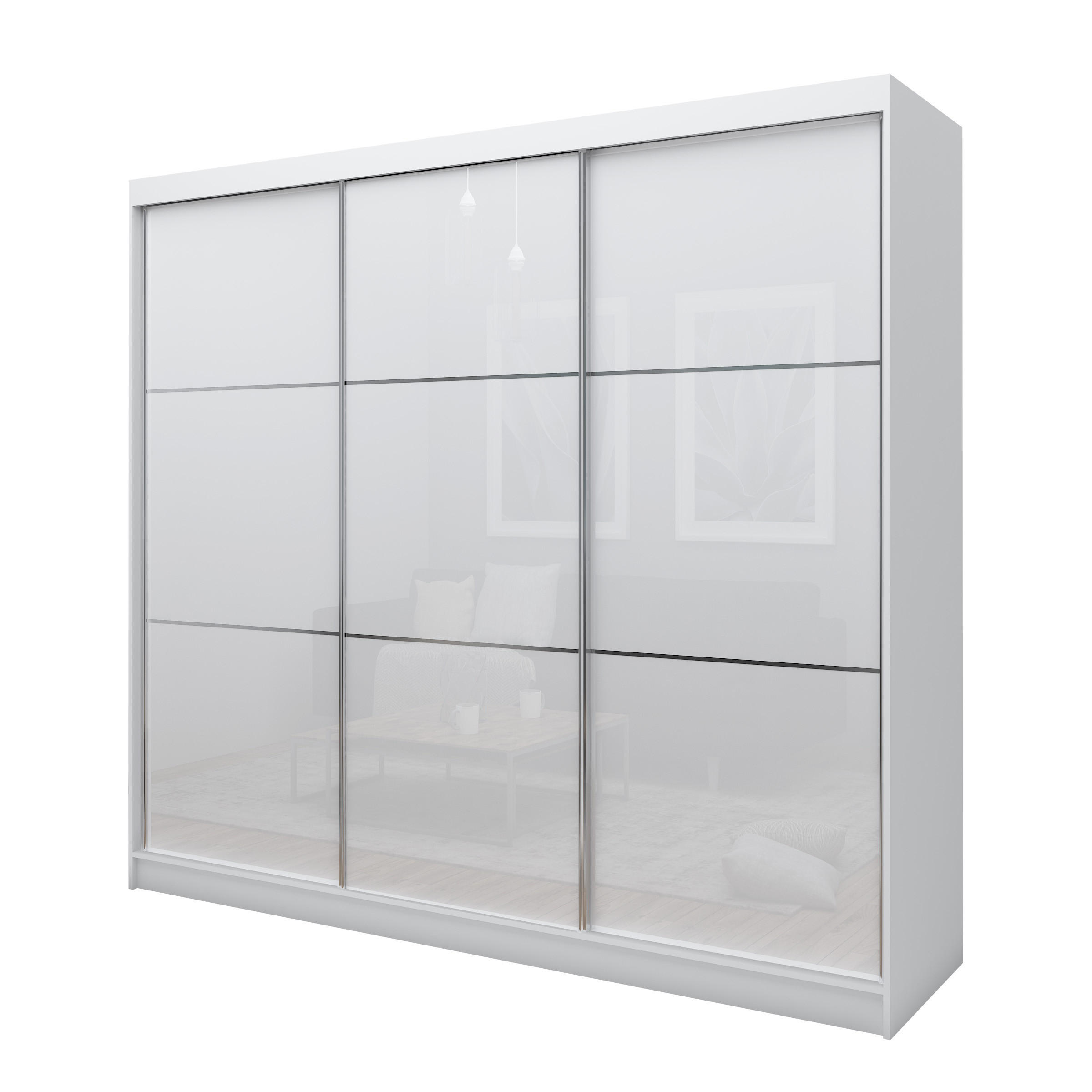 SCHWEBETÜRENSCHRANK VITALE 240/216/61 cm 3-türig Weiß - Weiß, Holzwerkstoff (240/216/61cm) - MASSENO