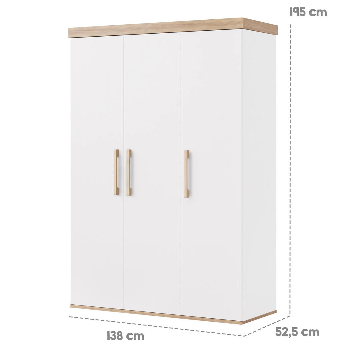 KINDERKLEIDERSCHRANK Jimmy Weiß - Weiß, Holzwerkstoff (138/195/53cm) - Roba