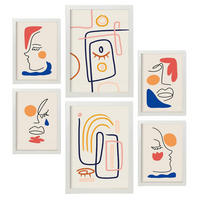 POSTER Set Mit 6 Jazzy Arts 2 In Weibliche Zusammenfassung A3 & A4 Weißer Rahmen - Weiß, Papier (29/3cm) - Nacnic