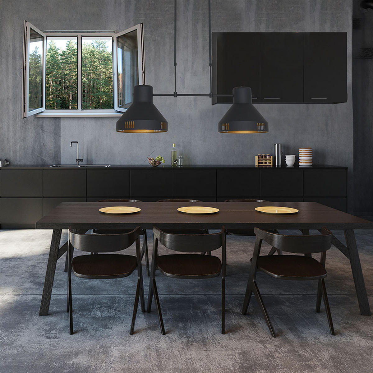 HÄNGELEUCHTE Gold Schwarz Matt Höhenverstellbar - Goldfarben, Metall (105/35/150cm)