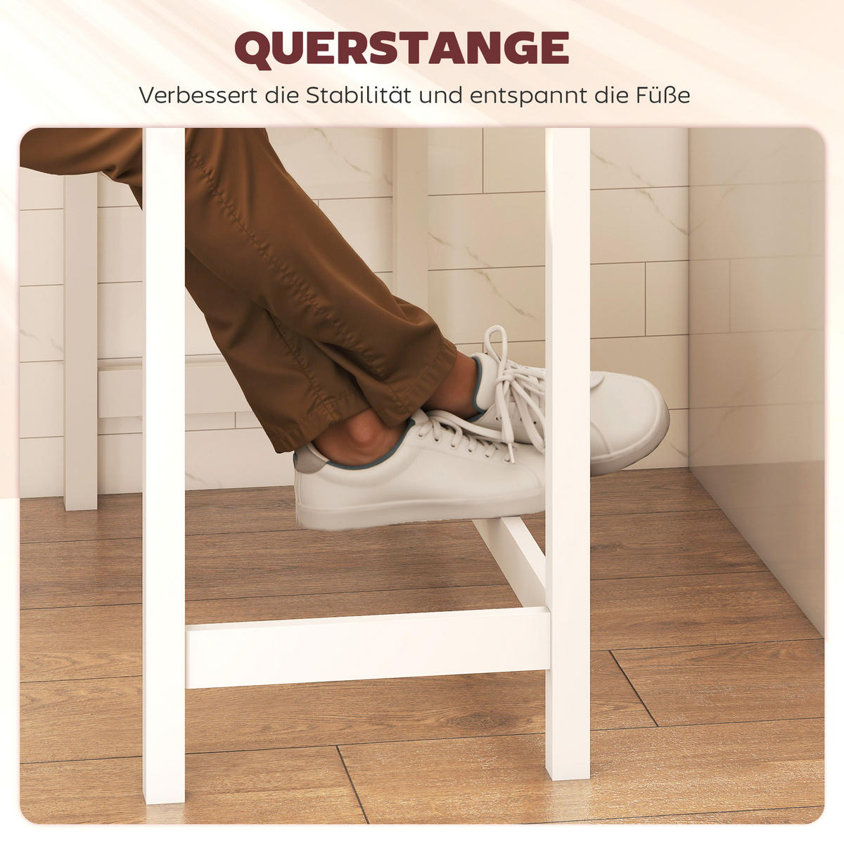 BARTISCH Stehtisch mit Holzoptik, Küchentisch aus Massivholz für Wohnzimmer - Eichefarben/Weiß, Holz (108/48/91cm) - HOMCOM