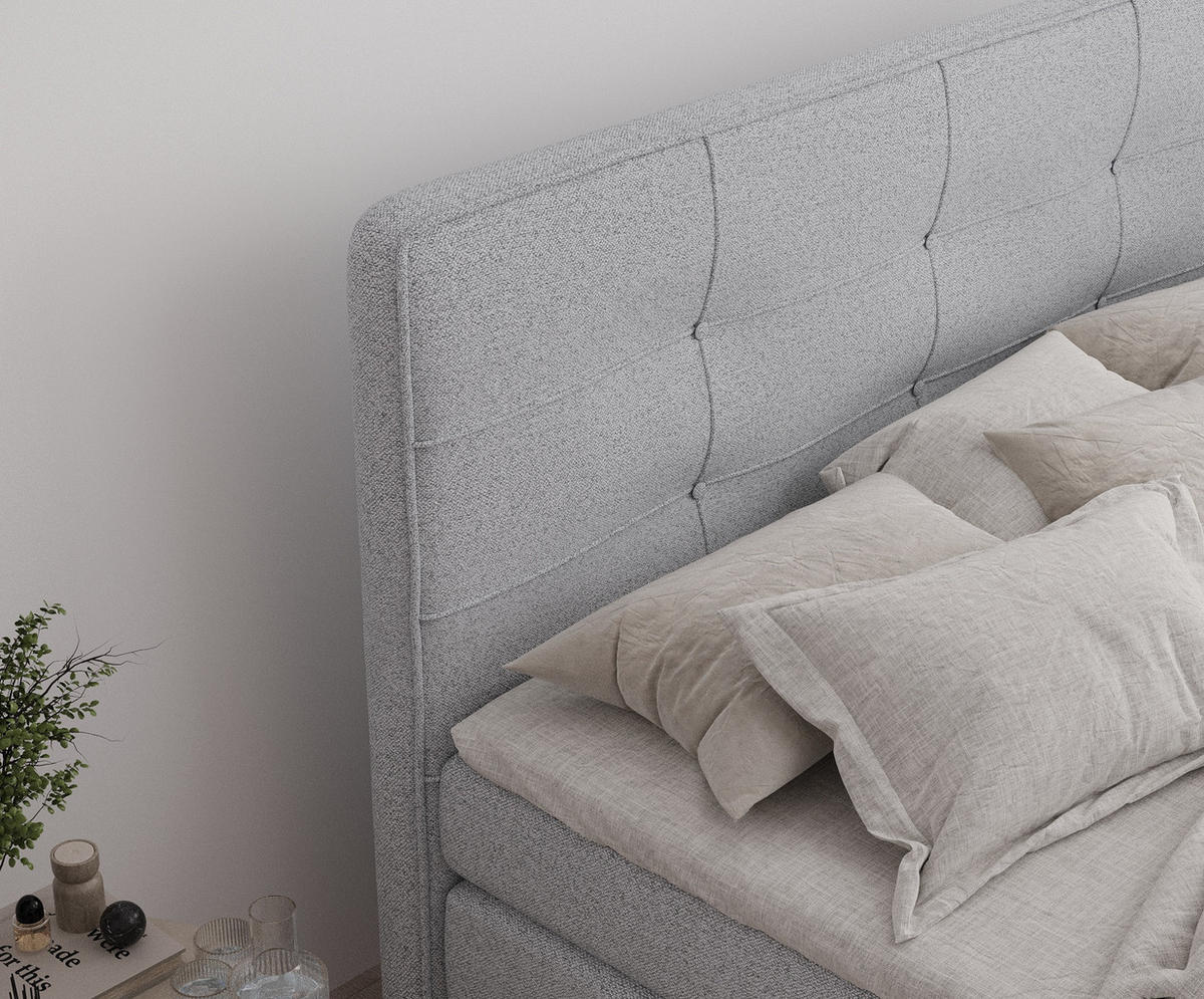 BOXSPRINGBETT Semplice Hellgrau 140/200 cm - Hellgrau/Schwarz, Holz/Holzwerkstoff (140/200cm) - Maison de Reve