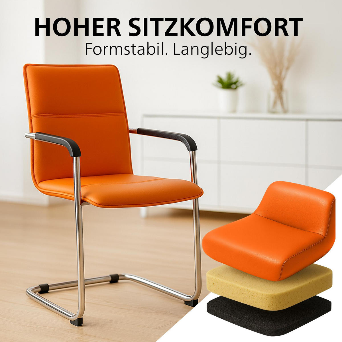 SCHWINGSTUHL Lederlook Orange - Orange, Textil/Metall (57/92/59cm) - CLP