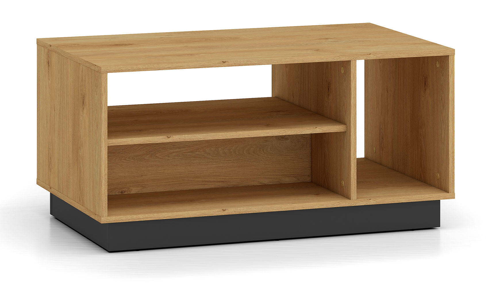 COUCHTISCH Modesto Eiche Style hell / Schwarz 90 / 60 / 49 cm - Hellbraun/Schwarz, Holz/Holzwerkstoff (60/90/49cm) - Feldmann-Wohnen