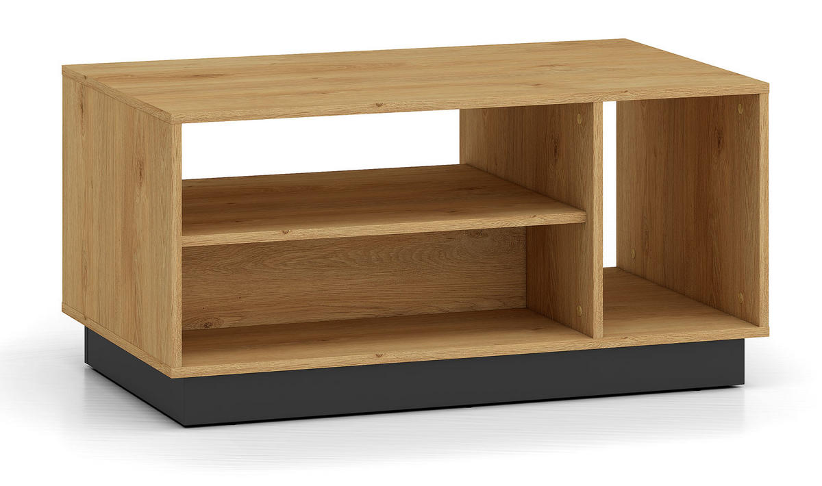 COUCHTISCH Modesto Eiche Style hell / Schwarz 90 / 60 / 49 cm - Hellbraun/Schwarz, Holz/Holzwerkstoff (60/90/49cm) - Feldmann-Wohnen