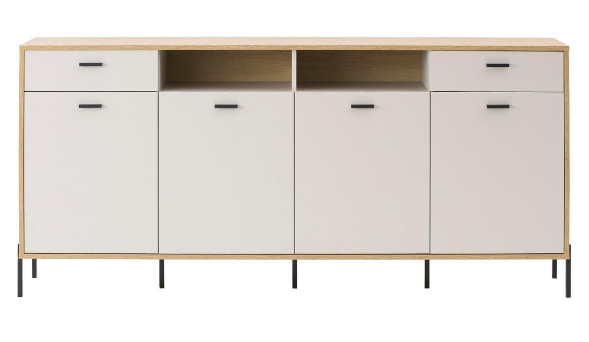 SIDEBOARD Kaschmir, Eiche 205 x 95 cm, Kommode mit Soft-Close - Kaschmir/Eichefarben, Holzwerkstoff/Metall (205/95/40cm) - Furn.Design
