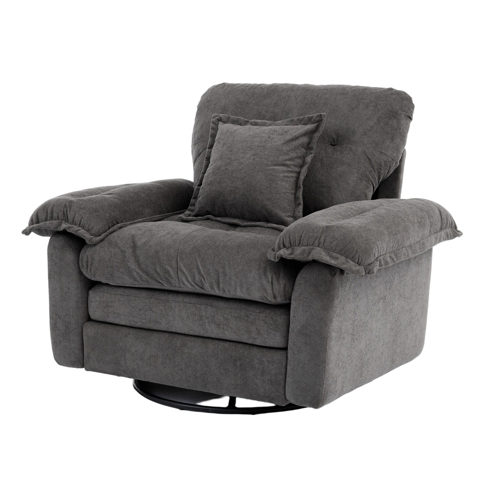 SESSEL in Grau mit 360°-Drehfunktion und Chenillebezug,84/116/96 cm - Grau, Textil (84/96/116cm) - Flora Grace