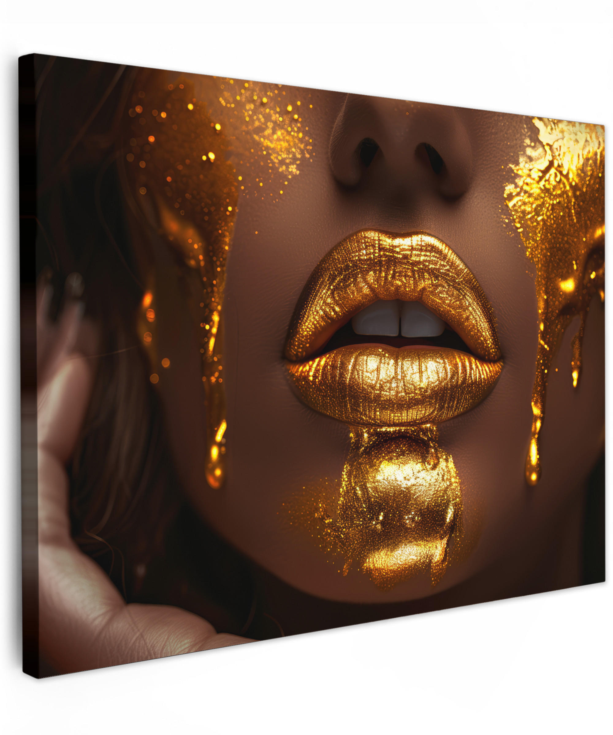 LEINWANDBILD Frau - Gold - Luxus - Porträt Wandbilder 80x60 cm - Goldfarben, Textil (80/60cm) - MuchoWow