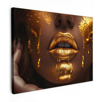 LEINWANDBILD Frau - Gold - Luxus - Porträt Wandbilder 80x60 cm - Goldfarben, Textil (80/60cm) - MuchoWow