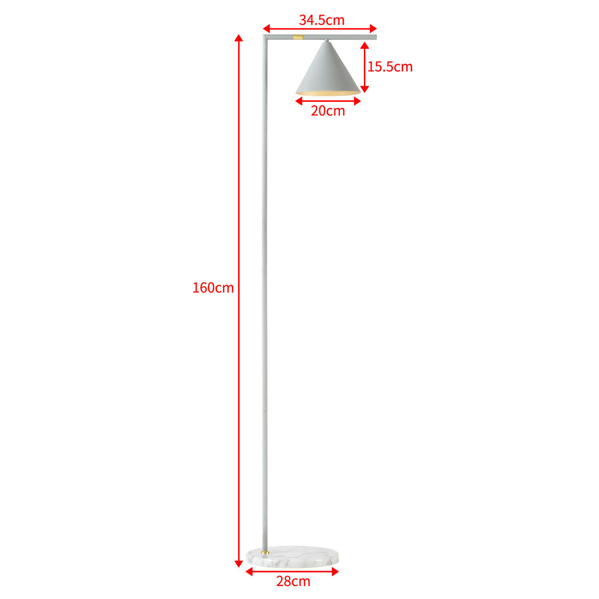 STEHLEUCHTE Leicester - Hellgrau, Metall (20/20/160cm) - lux.pro