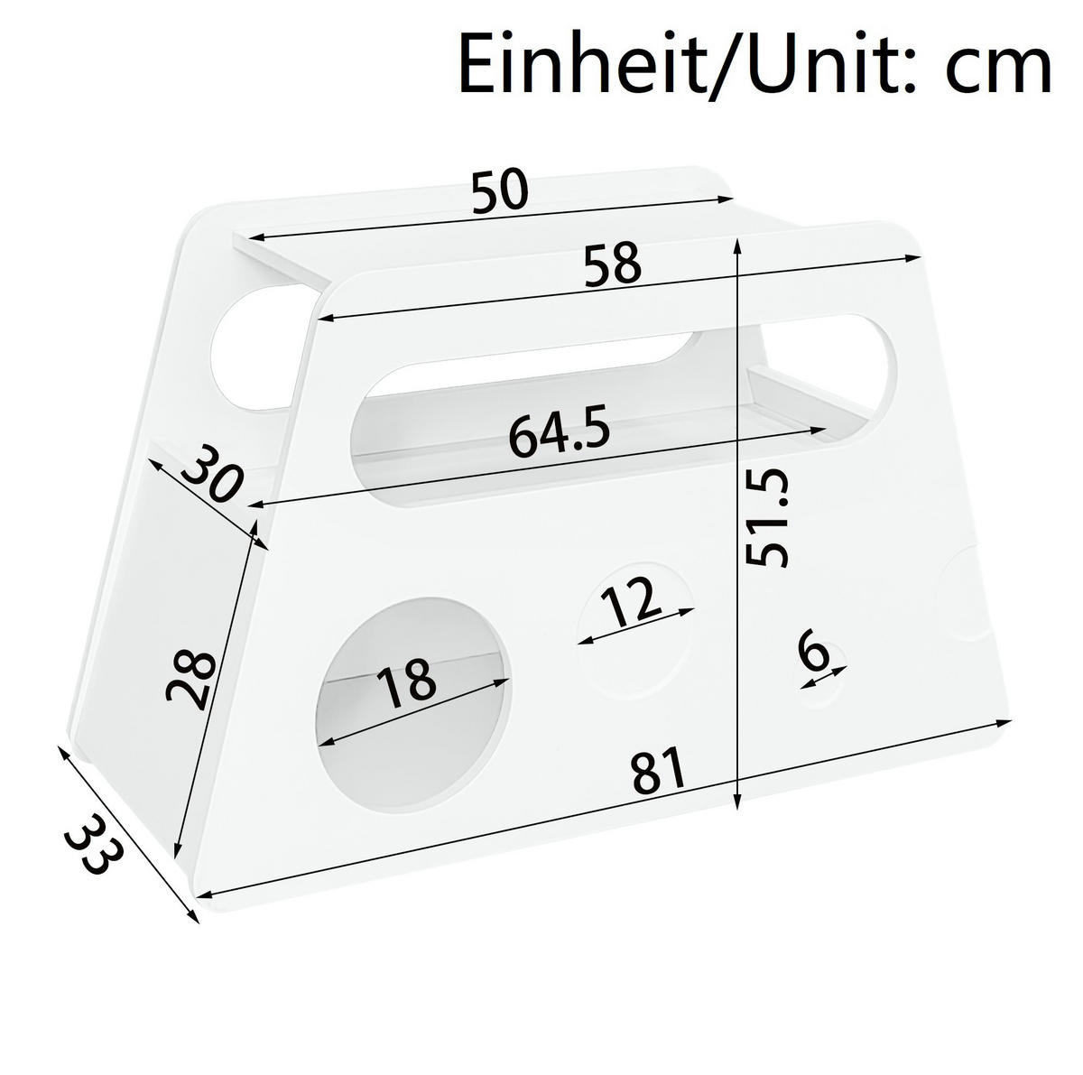 KOMMODE aus MDF & Spanplatte 81x33x51,5cm in Weiß mit Rollen - Weiß, Holzwerkstoff (81/51.5/33cm) - Modfu
