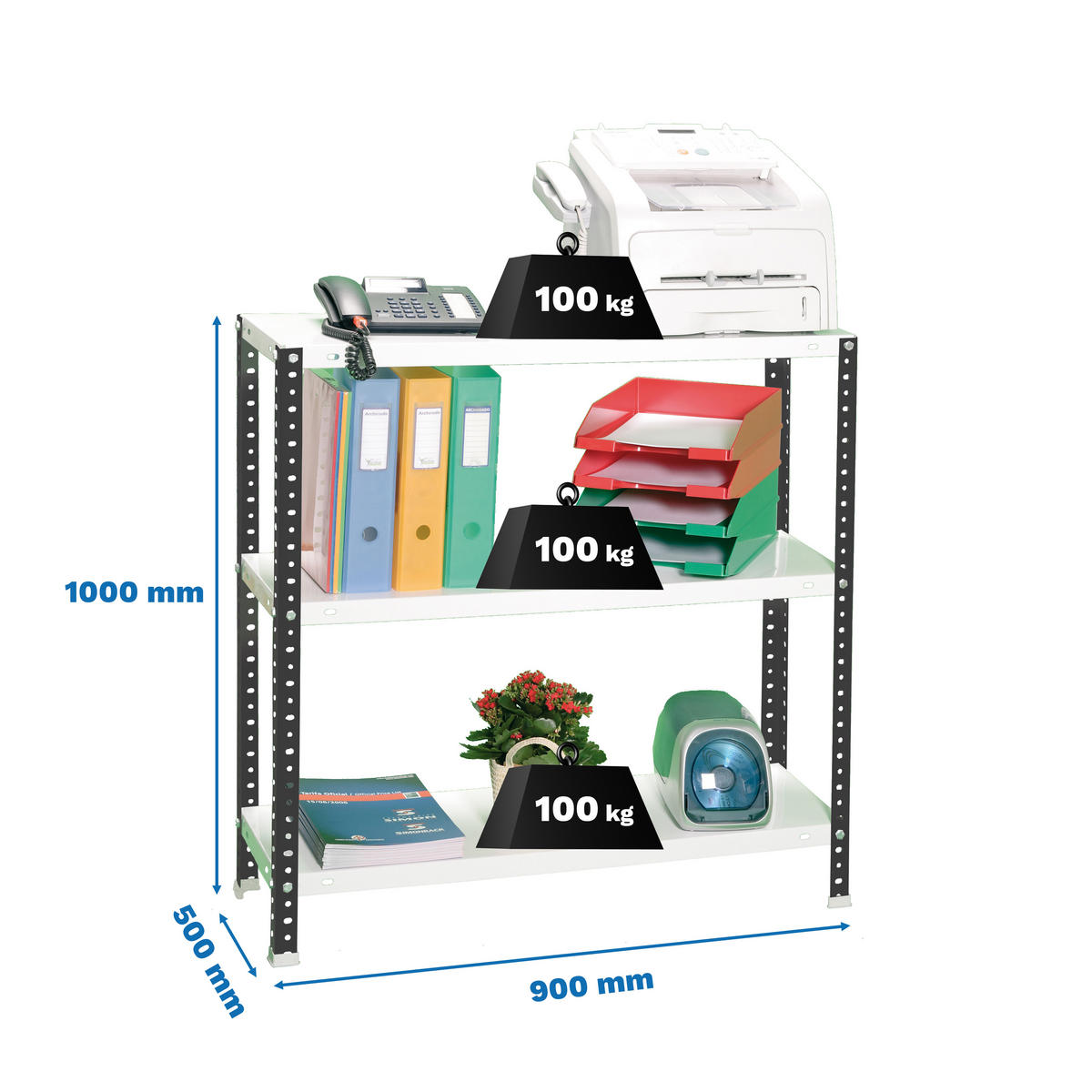 SCHRAUBREGAL PANDA SMALL | HxBxT 100x90x50cm | Fachlast 100kg | Anthrazit-Weiß - Anthrazit, Metall (90/100/50cm) - PROREGAL