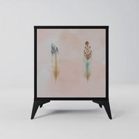 SIDEBOARD THE DELIQUESCE, Schwarz, 57,5x42x70,5 cm, Schwarze Metall-Sternfüße - Multicolor/Schwarz, Holzwerkstoff/Metall (57.5/70.5/42cm) - SpaceRebels