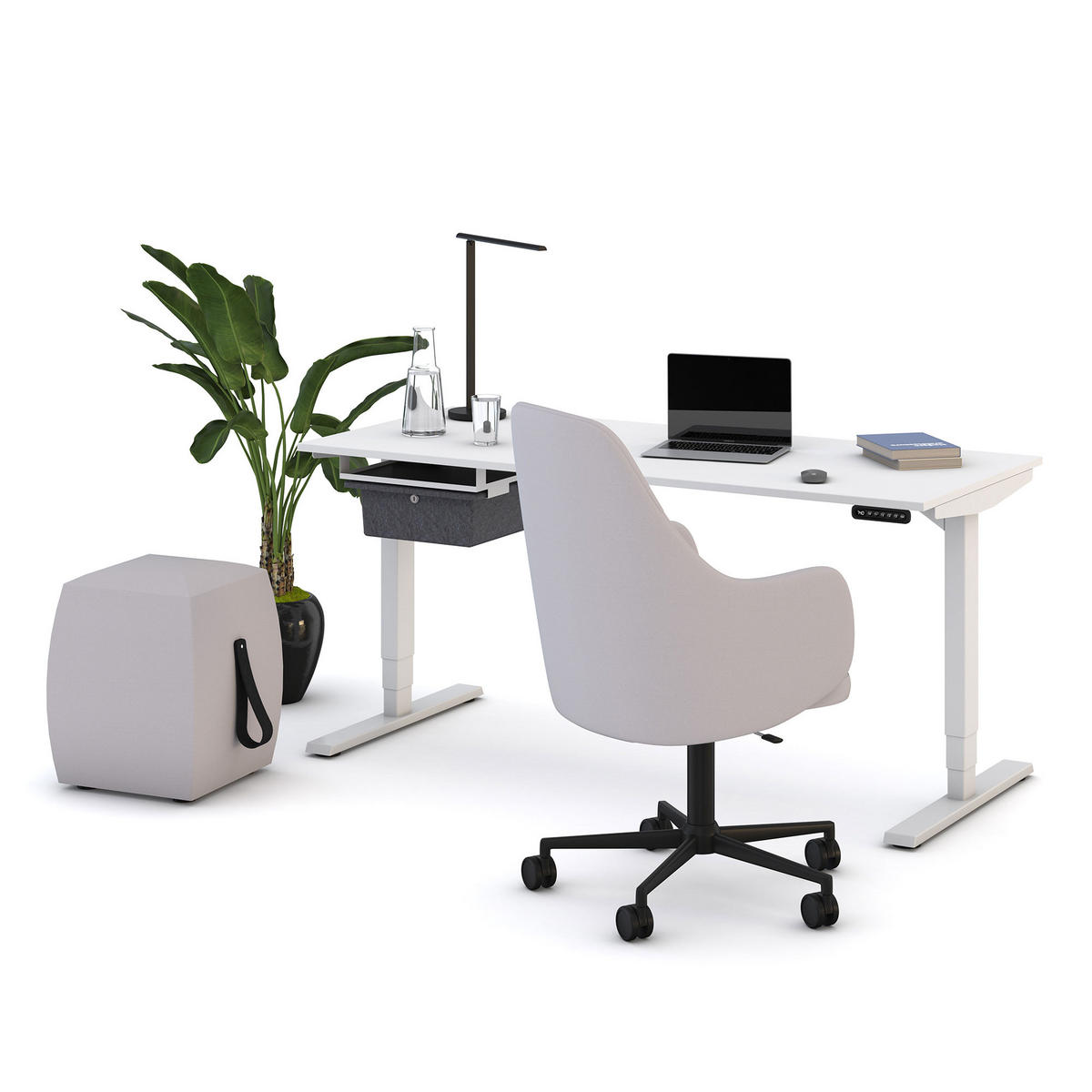 HOCKER Syneo Line Hellgrau - Hellgrau, Textil (39.5/50.5/39.5cm) - ASSMANN