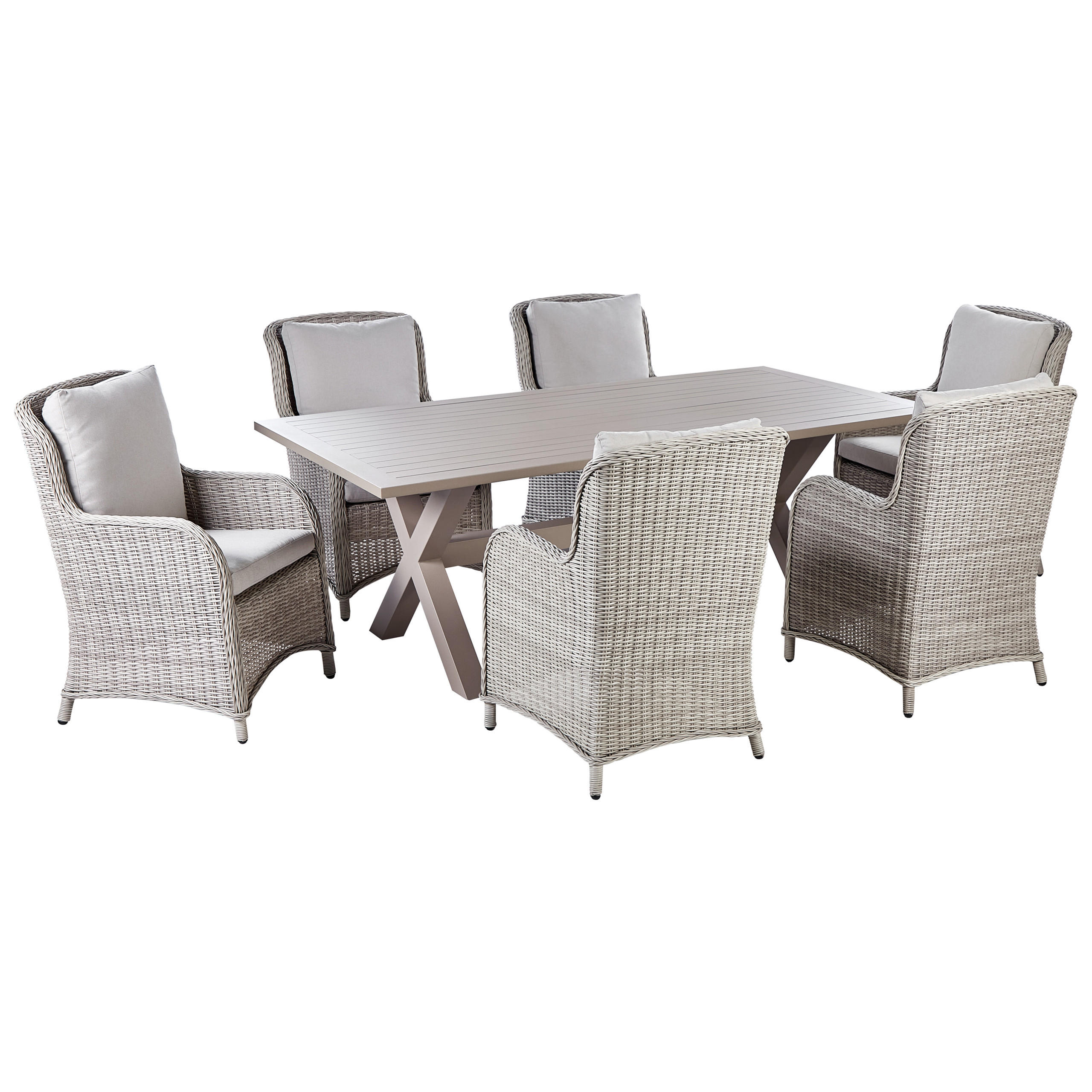 GARTENMÖBEL SET 6-Sitzer Aluminium taupe Cascais - Taupe, Kunststoff - Beliani